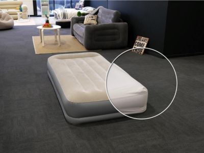 Pack matelas gonflable Pillow Rest Mid Rise 1 place Intex + Drap housse