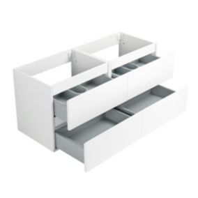 Pack Meuble prémonté 120 blanc-Vasque céramique-Robinets noir-Miroirs JOY - bain-bain