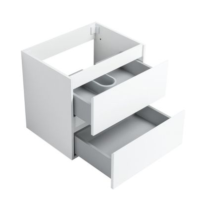 Pack Meuble prémonté 60 blanc-Vasque céramique-Robinet noir-Miroir JOY - bain-bain