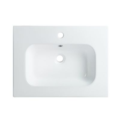 Pack Meuble prémonté 60 blanc-Vasque céramique-Robinet noir-Miroir JOY - bain-bain
