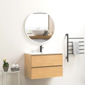 Pack Meuble prémonté 60 bois-Vasque céramique-Robinet noir-Miroir JOY - bain-bain