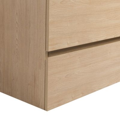 Pack Meuble prémonté 80 bois-Vasque résine-Robinet chromé-Miroir ELY - bain-bain