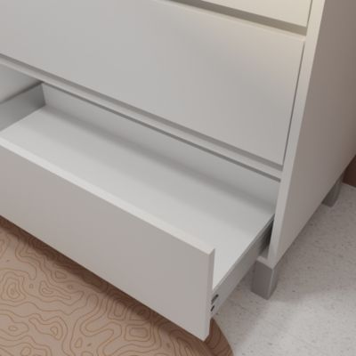 Pack Meuble Salle de Bains 80 cm Laqué Blanc, 3 tiroirs avec Vasque Céramique - XENOS
