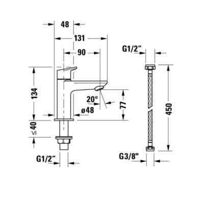 Pack meuble suspendu lave-mains BURGBAD Joline chêne + Robinet lave ...