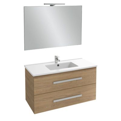 Pack meuble vasque 100 cm JACOB DELAFON Ola up chêne + miroir + spot