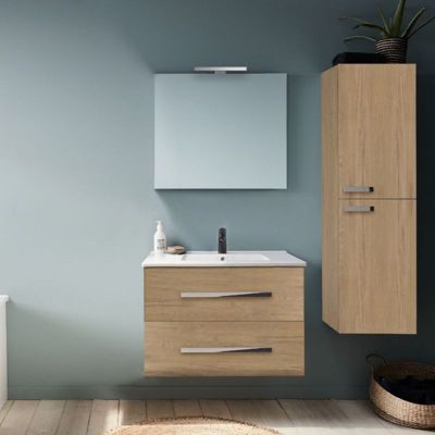 Pack meuble vasque 100 cm JACOB DELAFON Ola up chêne + miroir + spot