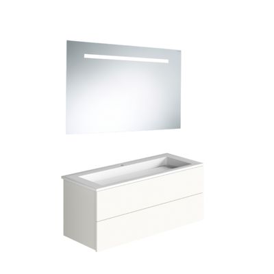 Pack meuble vasque 80 cm BURGBAD Cosmo blanc mat + miroir