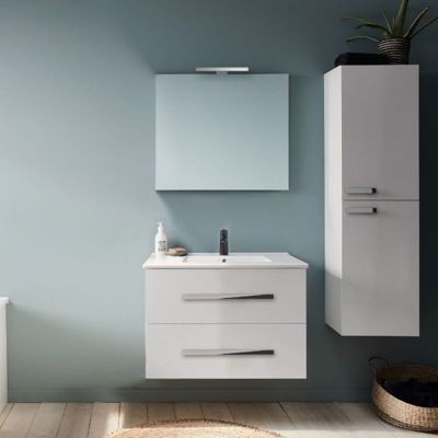 Pack meuble vasque 80 cm JACOB DELAFON Ola up blanc + miroir + spot