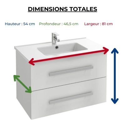 Pack meuble vasque 80 cm JACOB DELAFON Ola up blanc + miroir + spot