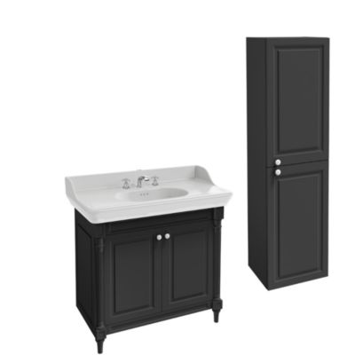 Pack meuble vasque JACOB DELAFON Cléo 1889 3 trous + colonne droite + mélangeur croisillon chromé