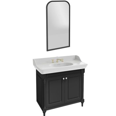 Pack meuble vasque JACOB DELAFON Cléo 1889 3 trous + miroir + mélangeur croisillon or