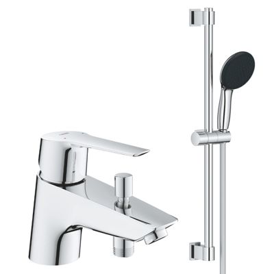 Pack mitigeur bain douche monotrou GROHE Start 2021 Quickfix + Ensemble de douche 2 jets GROHE Vitalio Start 110 chromé