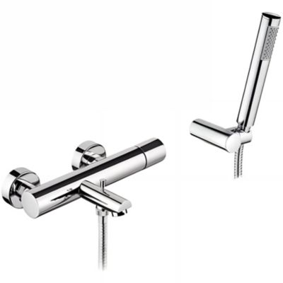 Pack mitigeur bain-douche thermostatique SANINDUSA Single Plus avec douchette et support mural chromé