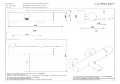 Pack mitigeur bain-douche thermostatique SANINDUSA Single Plus avec douchette et support mural chromé