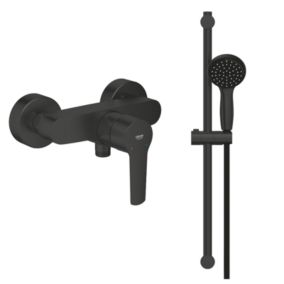 Pack mitigeur douche mécanique GROHE Start noir + ensemble de douche GROHE Vitalio Start avec barre, support et pommeau noir