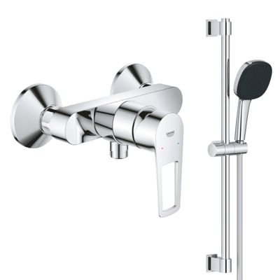 Pack mitigeur douche mécanique GROHE StartLoop + Ensemble de douche 2 jets avec barre Chromé
