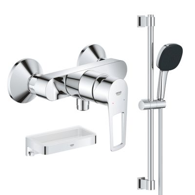Pack mitigeur douche mécanique GROHE StartLoop + Ensemble de douche 2 jets avec barre + Panier douche