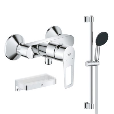 Pack mitigeur douche mécanique GROHE StartLoop + Ensemble de douche Start 2 jets avec barre + Panier douche