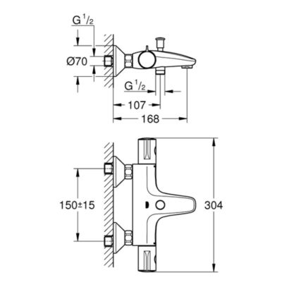 PACK Mitigeur thermostatique bain douche + pommeau de douche + Barre de douche + flexible GROHE Grotherm 800 et Tempesta