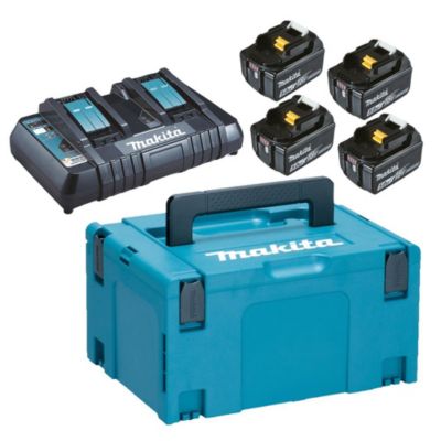 Pack énergie 18V Makita 4 batteries 5Ah BL1850B + chargeur DC18RD en coffret MAKPAC - MAKITA - 197626-8