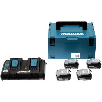 Pack énergie 18V Makita 4 batteries 5Ah BL1850B + chargeur DC18RD en coffret MAKPAC - MAKITA - 197626-8