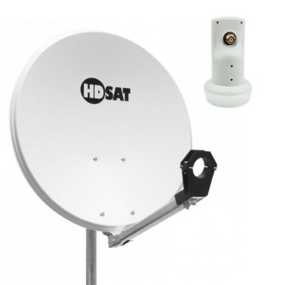Pack  Parabole satellite acier 60cm + LNB Single HD 4K HDSAT