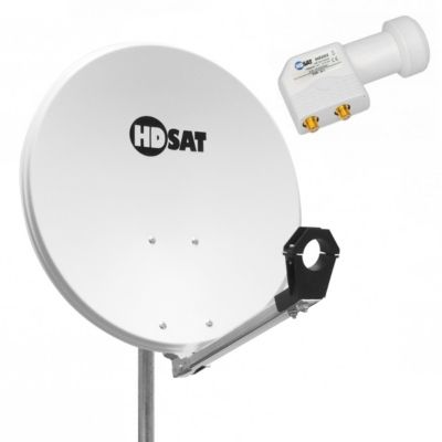 Pack  Parabole satellite acier 65cm + LNB Twin HD 4K 0,1dB idéal Astra Eutelsat HDSAT
