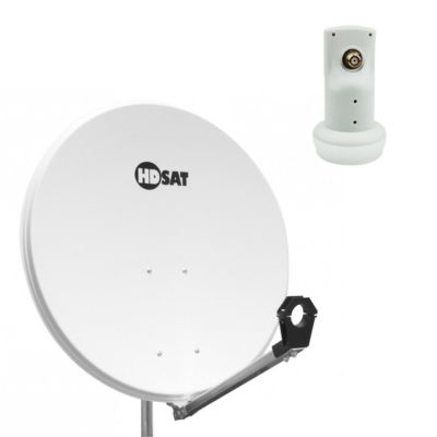 Pack  Parabole satellite acier 80cm + LNB Single HD 4K idéal ASTRA EUTELSAT HDSAT