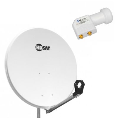 Pack  Parabole satellite acier 80cm + LNB Twin HD 4K 0,1dB idéal Astra Eutelsat HDSAT