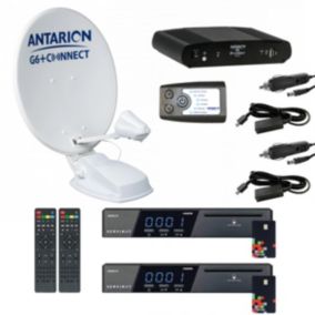 Pack Parabole Satellite Automatique 72cm TWIN + 2x Récepteurs TNTSAT HD + Positionneur ANTARION