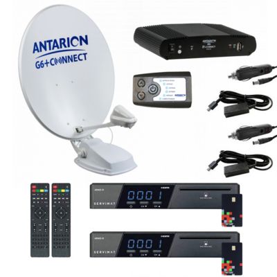 Pack Parabole Satellite Automatique 85cm TWIN + 2x Récepteurs TNTSAT HD + Positionneur ANTARION
