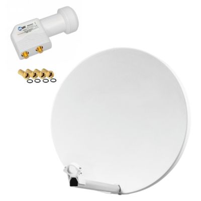 Pack  Parabole satellite fibre composite Blanche 60cm BRIDES INOX + LNB Twin HD 4K HDSAT