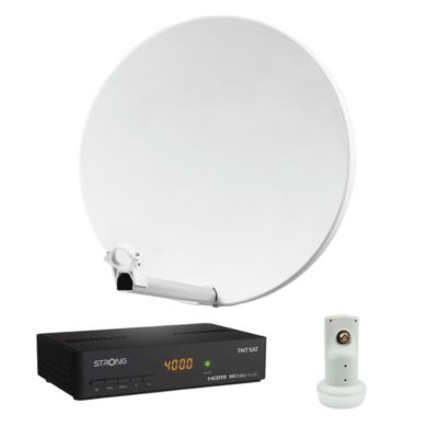 Pack  Parabole Satellite Fibre Composite Blanche 60cm + LNB Single + Décodeur Satellite ASTRA HD + Carte HDSAT