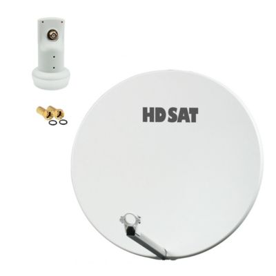 Pack  Parabole satellite fibre composite Blanche 75cm + LNB Single HD 4K HDSAT