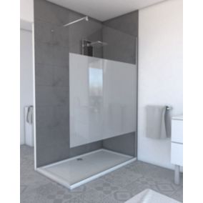 Pack Paroi de Douche Dépolie 120x200cm + Barre de fixation extensible - Verre 8mm - Finition Chrome