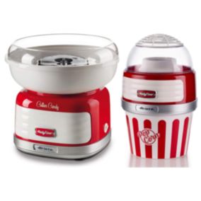 PACK  PARTY TIME Machine à Pop-Corn XL Rouge 1L+ Machine Barbe à papa Rouge ARIETE