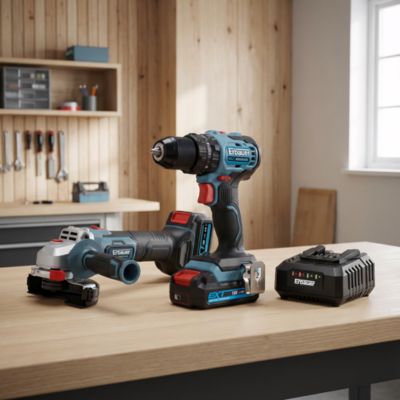 Pack perceuse et meuleuse Erbauer 18V - 4Ah batterie incluse