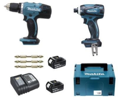 Pack Perceuse visseuse 18V DDF453 + visseuse à chocs 18V DTD146 + 2 batteries 3Ah + chargeur + coffret MAKPAC - MAKITA - DLX2022SJ