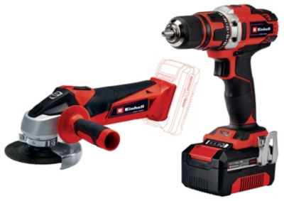 Pack Perceuse-visseuse et meuleuse sans fil Einhell TE-TK 18/2 Li Kit 18V - 1x4Ah + 1x2Ah et sac porte-outils