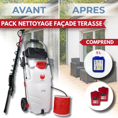 Pack PHOENIX Pulvérisateur Électrique 35L 2 Batteries + 5L Nettoyant Décrassant + Perche Télescopique EVO 5.4 Mètres