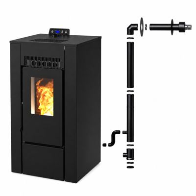 Pack Poêle à granules étanche LVZ ALEXA 11 + Kit Conduit sortie Ventouse - Noir