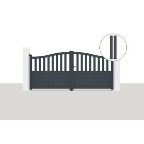 Pack Portail battant 3x1,4m MEIJE + 2 poteaux EIFEL H.166cm Gris