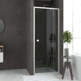 Pack porte de douche pivotant blanc de 78 à 90x185cm + receveur 90x90 - WHITY PIVOT