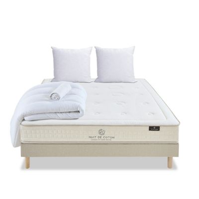 Pack Prélude 2.0 140x190 cm Matelas Latex 100% Naturel + Sommier Bois + Accessoires