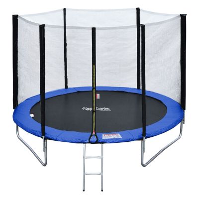 Pack Premium Trampoline 245cm réversible bleu / vert CANBERRA + filet, échelle, bâche et kit d'ancrage - Happy Garden