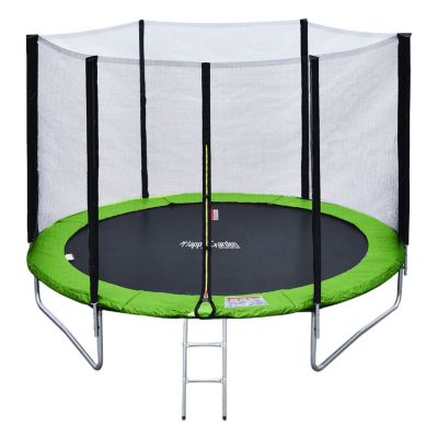 Pack Premium Trampoline 245cm réversible vert / bleu CANBERRA + filet, échelle, bâche et kit d'ancrage - Happy Garden