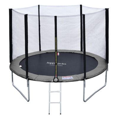 Pack Premium Trampoline 305cm réversible gris / rose ADELAIDE + filet, échelle, bâche et kit d'ancrage - Happy Garden