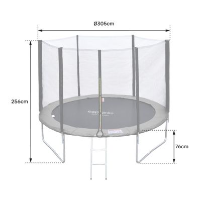 Pack Premium Trampoline 305cm réversible gris / rose ADELAIDE + filet, échelle, bâche et kit d'ancrage - Happy Garden