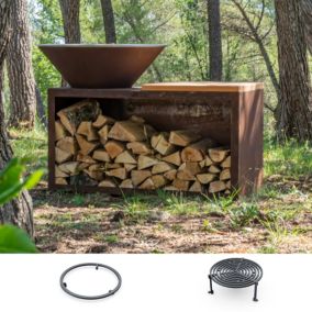 PACK PRINTEMPS - Braséro Barbecue Plancha Traditionnel 100 cm, en corten véritable - 100% fabriqué en France - Grill'Chic