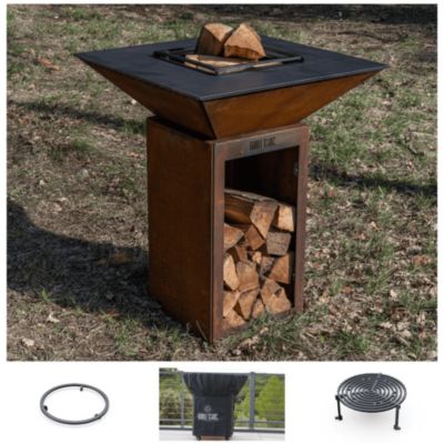 Pack Printemps Brasero Cevenol Corten Bois Carre 74 Simple Cuve